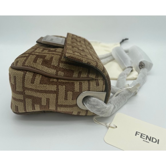 $3100 NEW Fendi Baguette Chain Midi FF jacquard logo fabric bag purse NWT - Picture 8 of 16